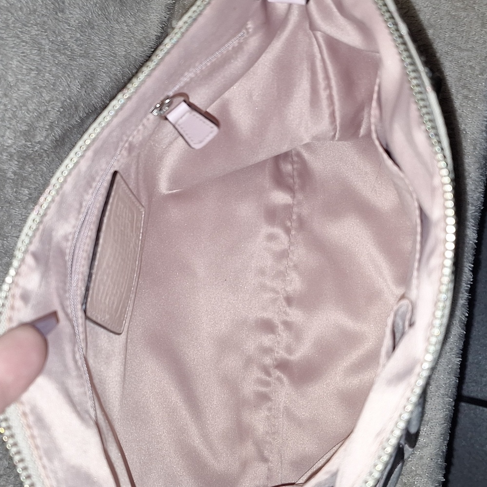 Coach Khaki & Pink Shimmer Signature C Shoulder Bag - Picture 10 of 12